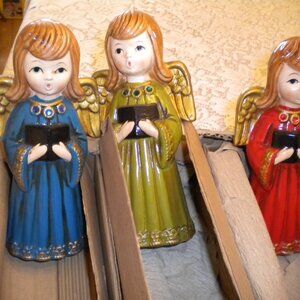 CHRISTMAS ANGELS, Ardco singing angels, 70s vintage holiday decor carolers New